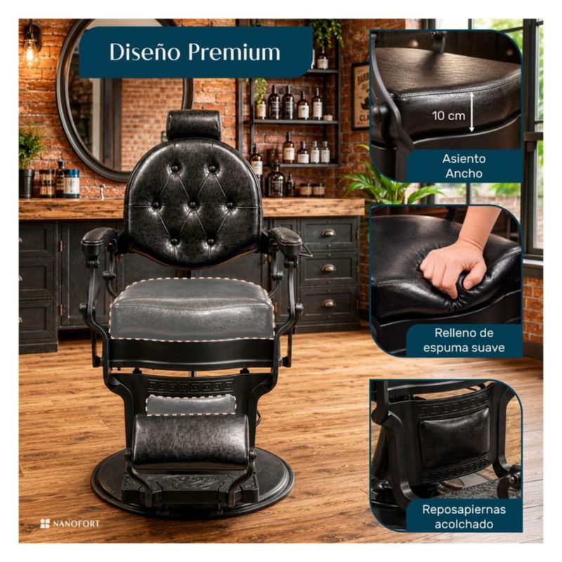 Sillon Gotico Premium Robusto 9 Posiciones Reclinable Giratorio 360° Altura Ajustable Piston Hidraulico Reposacabeza Reposapies Acero Reforzado 200Kg