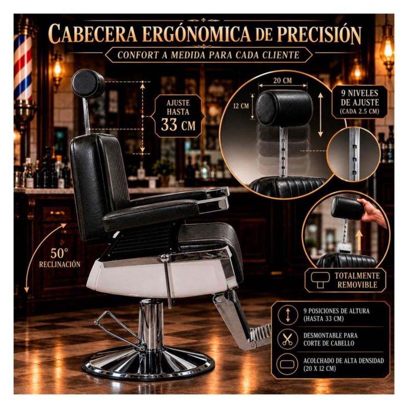 Sillon Barberia Silla Reclinable Premium Giro 360 Neumatica Hasta 200kg
