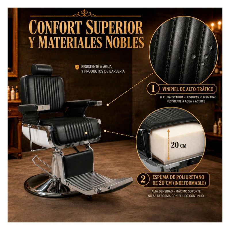 Sillon Barberia Silla Reclinable Premium Giro 360 Neumatica Hasta 200kg
