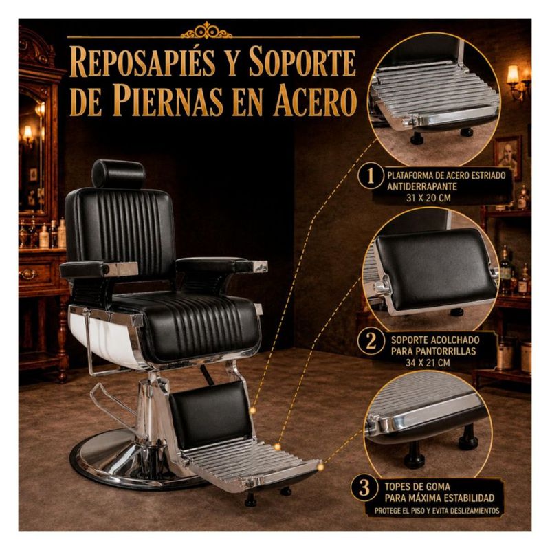 Sillon Barberia Silla Reclinable Premium Giro 360 Neumatica Hasta 200kg