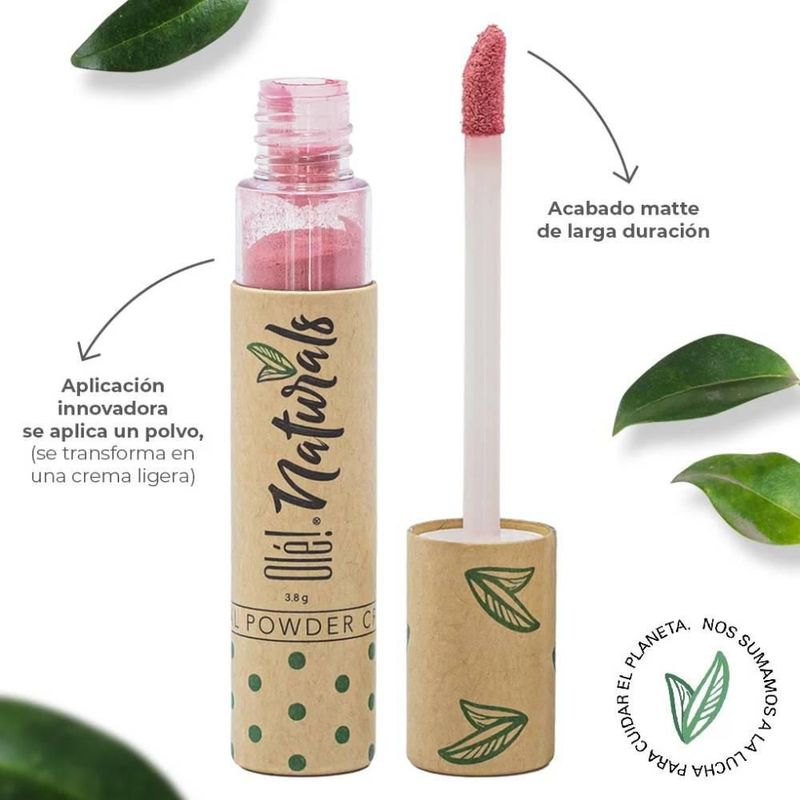 Labial En Polvo Cremoso Olé! Naturals Lip Powder color rojo