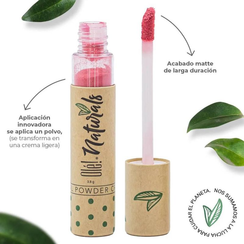 Labial En Polvo Cremoso Olé! Naturals Lip Powder color rosa