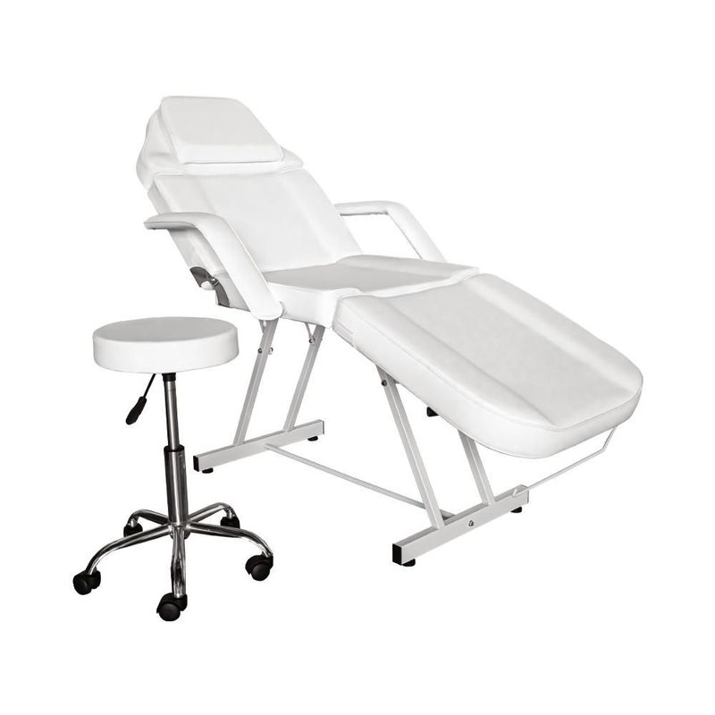 Silla Cama Para Faciales Color Blanco Con Banco