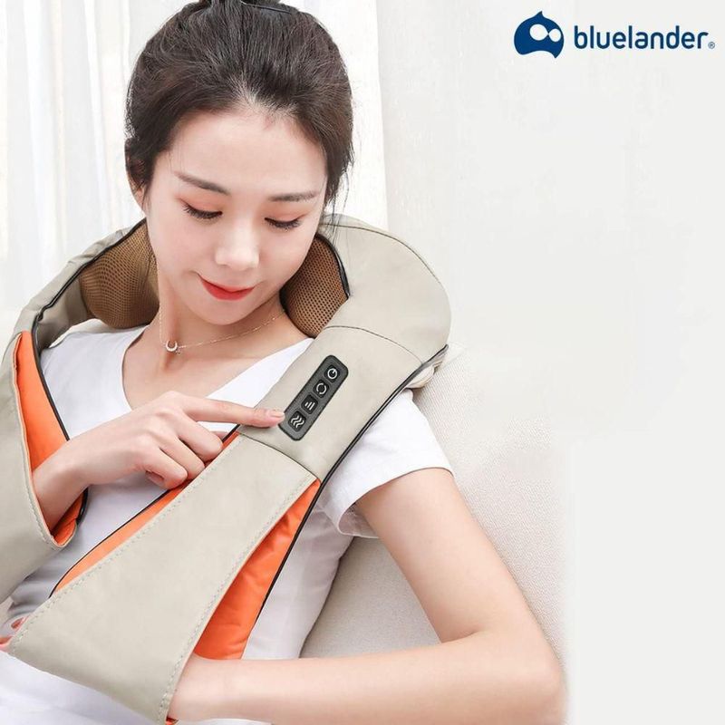Maseajeador Bluelander Para Cuello Color Beige Función de Calentamiento por Infrarrojo