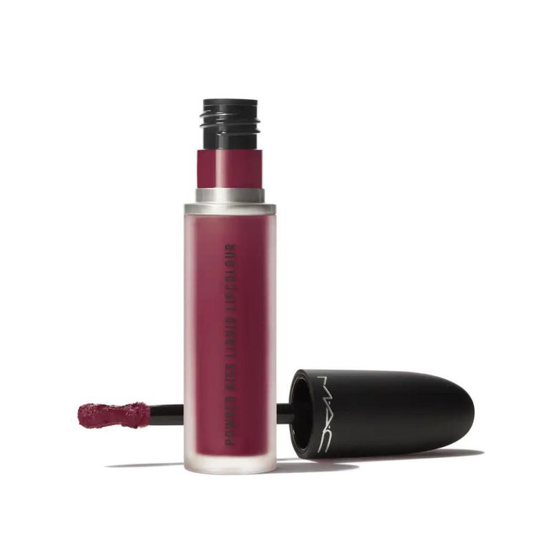 Lápiz labial Liquido Mac Powder Kiss Burning Love 5ml color morado