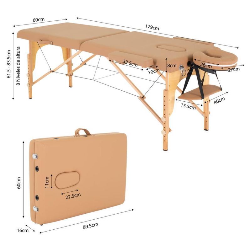 Cama De Masaje Portatil Onof Camilla Pestañas Profesional (Cafe)