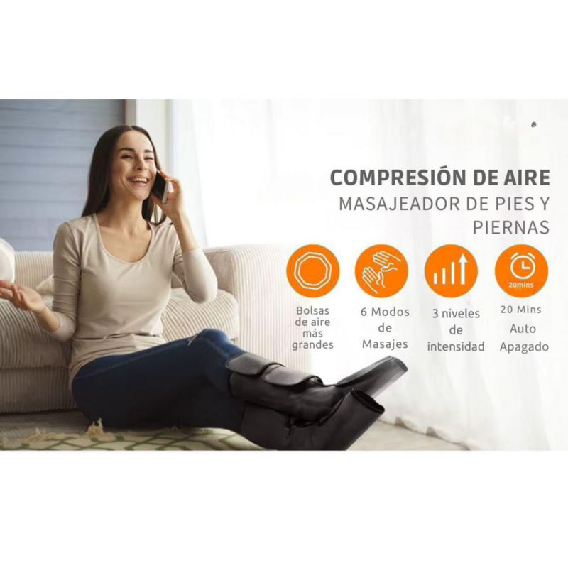 Presoterapia piernas y pies por compresión de aire y calor