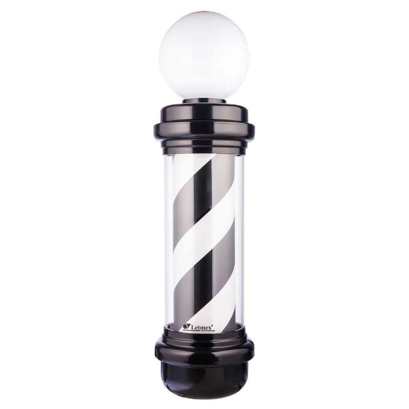 Poste Barbería Giratorio Con Luz Bombilla 85cm Negro Letmex