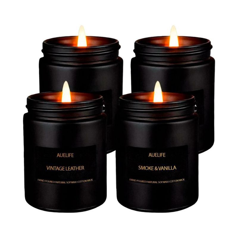 Set de 4 Velas Aromáticas en Tarro Reutilizable  Alivio del Estrés y Relajación