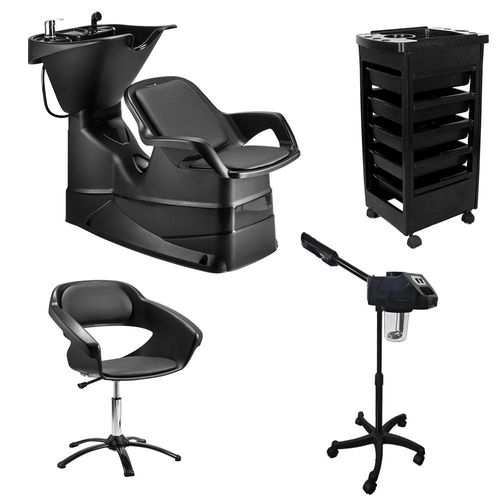 Combo Estética Salón De Belleza Lavacabezas Auxiliar Silla Vaporizador Facial Letmex