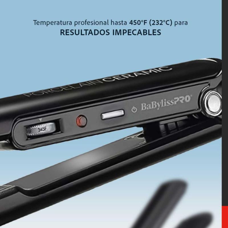 Plancha de cabello de 1" Porelain Ceramic Babyliss Pro Negra