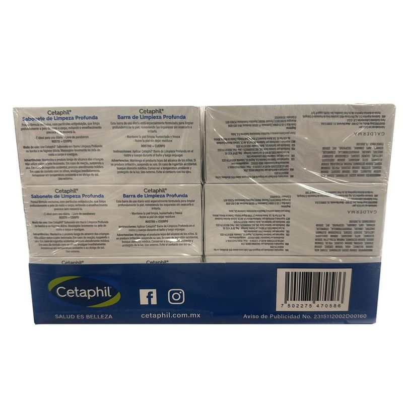 Jabón En Barra Cetaphil Limpieza Profunda 127gr 6pz