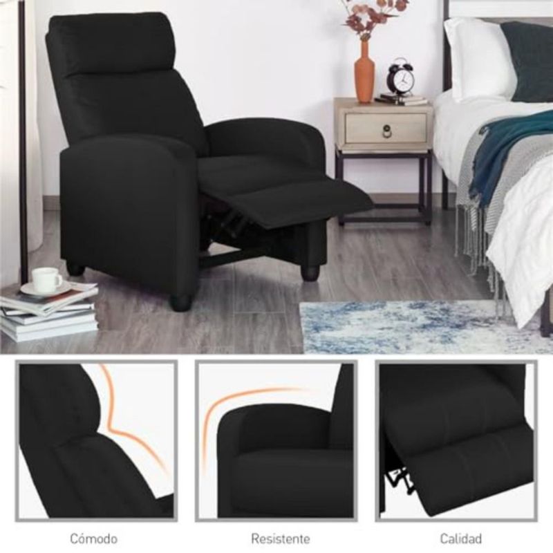 Sillón Reclinable Bluelander Negro Acolchonado y con Control Remoto