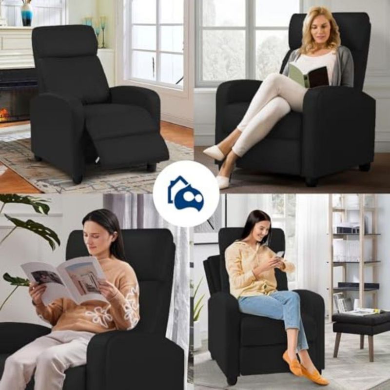 Sillón Reclinable Bluelander Negro Acolchonado y con Control Remoto