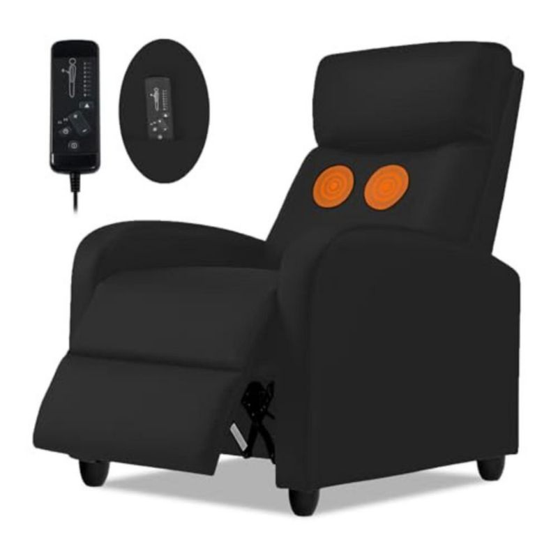 Sillón Reclinable Bluelander Negro Acolchonado y con Control Remoto