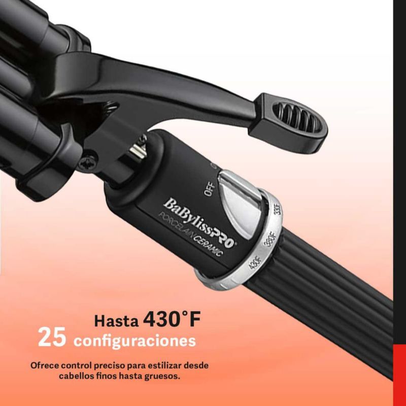 Waflera Rizadora Triple Porcelain Ceramic Negra Babyliss pro