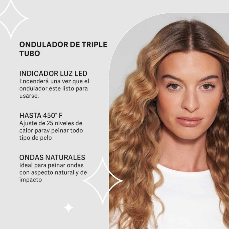 Waflera Rizadora Triple Porcelain Ceramic Negra Babyliss pro