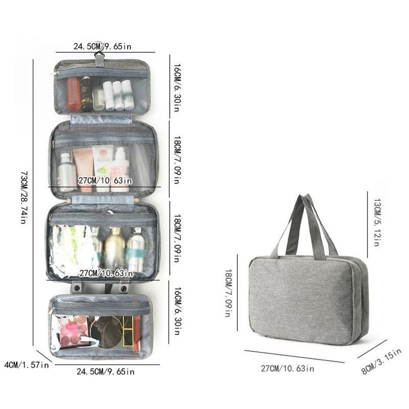 Neceser de Viaje Plegable 4 Capas con Separación Húmedo/Seco,Bolsa de Aseo Portátil Multicolor con Gancho Colgante.HOGAWAY