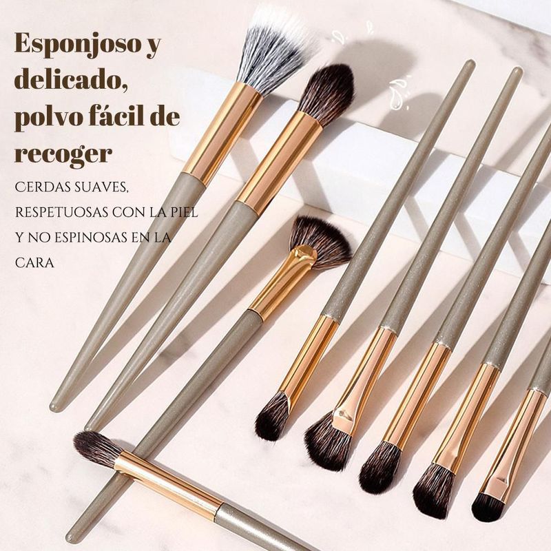Juego de brochas de maquillaje, brocha para base, brocha para polvo suelto, brocha para sombras de ojos, brocha para cejas, brocha para labios.HOGAWAY