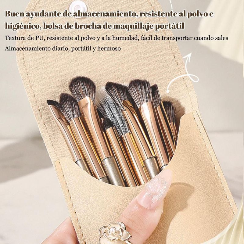 Juego de brochas de maquillaje, brocha para base, brocha para polvo suelto, brocha para sombras de ojos, brocha para cejas, brocha para labios.HOGAWAY