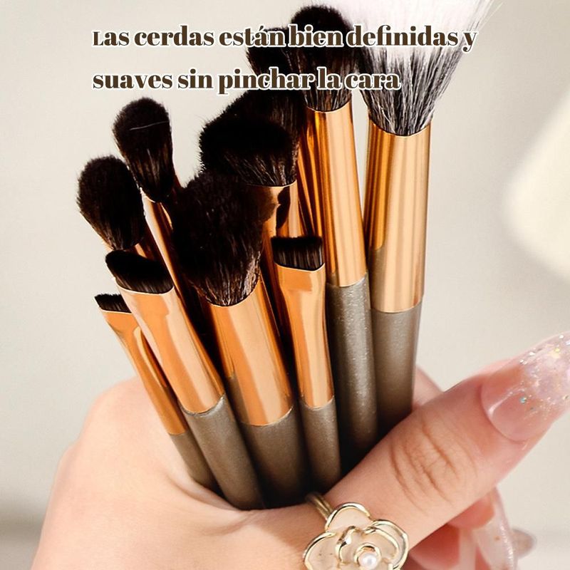 Juego de brochas de maquillaje, brocha para base, brocha para polvo suelto, brocha para sombras de ojos, brocha para cejas, brocha para labios.HOGAWAY