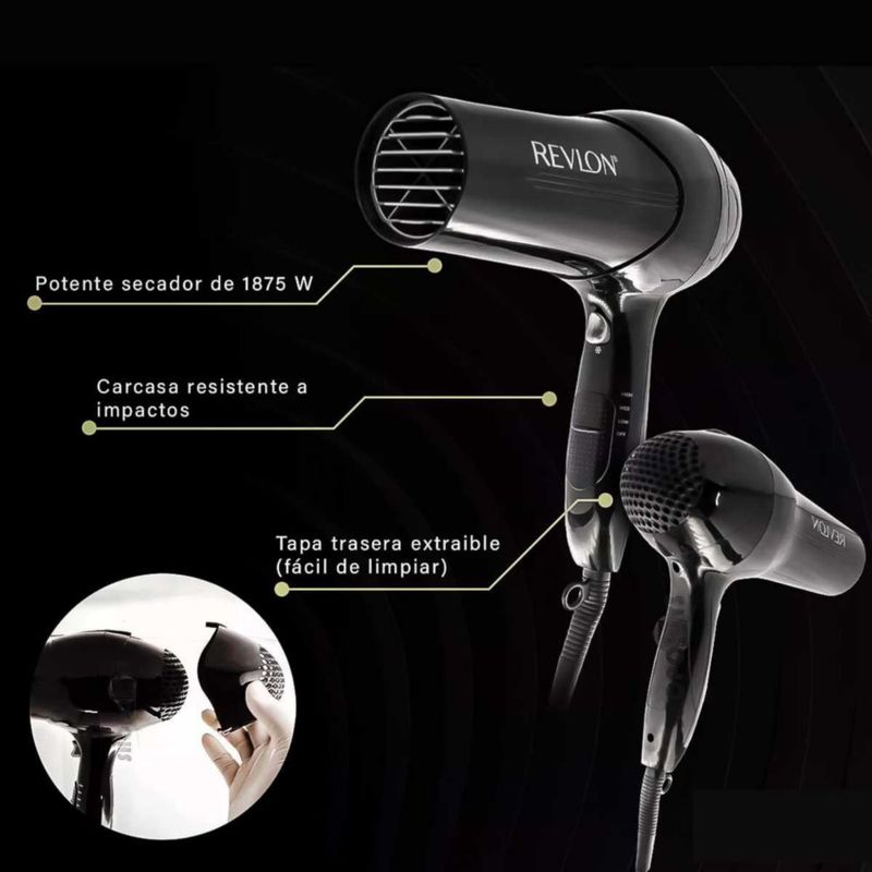 Secadora de Cabello Revlon RV-408 Negra 1875 W 3 Niveles de Calor