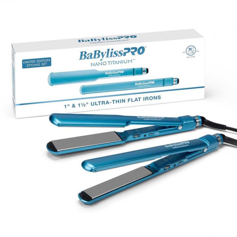 Set de Planchas Nanotitanium BabylissPro Placas de 1 pulgada y 1.5 pulgada de ancho. Limited Edition