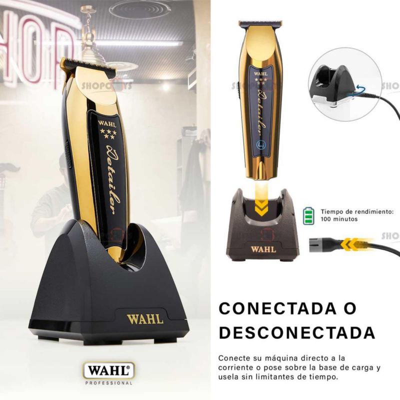 Recortadora Wahl Profesional Inalámbrica para Barba y Cabello con Cuchilla en T Gold Detailer