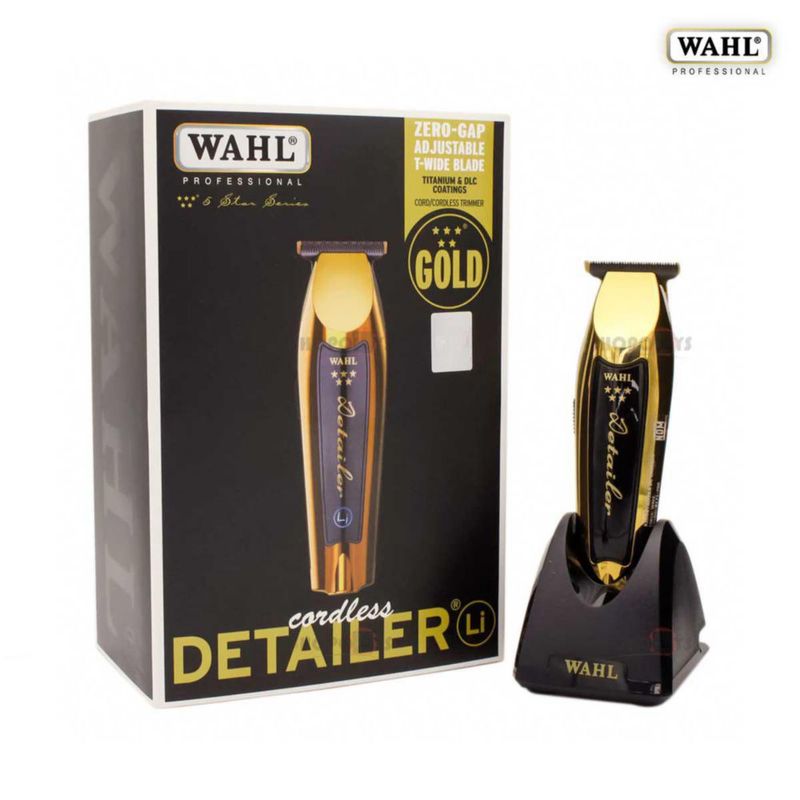 Recortadora Wahl Profesional Inalámbrica para Barba y Cabello con Cuchilla en T Gold Detailer