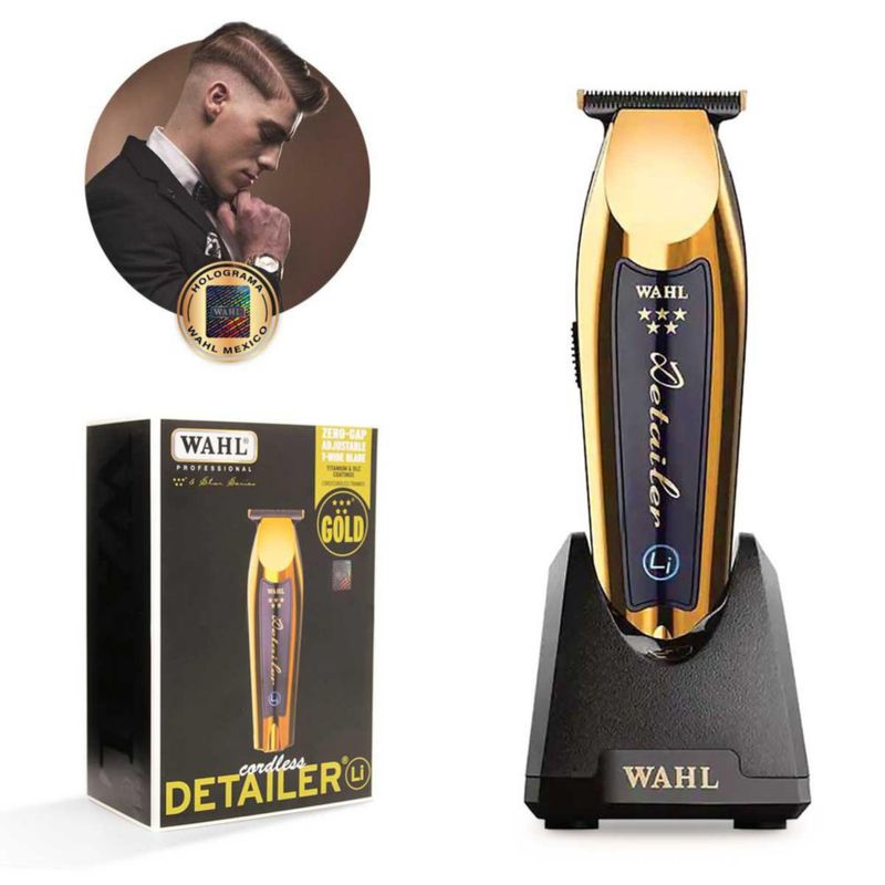 Recortadora Wahl Profesional Inalámbrica para Barba y Cabello con Cuchilla en T Gold Detailer