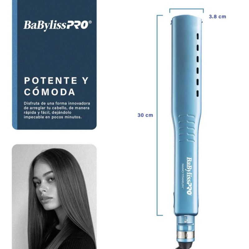 Plancha BaBylissPRO Nano Titanium 1½" Iónica Ventilada - Placas Extralargas