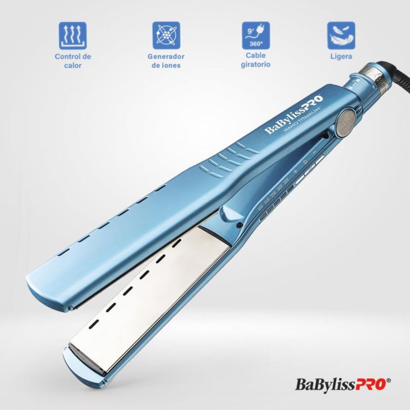 Plancha BaBylissPRO Nano Titanium 1½" Iónica Ventilada - Placas Extralargas