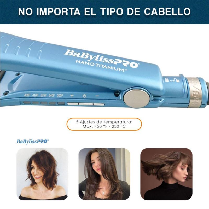 Plancha BaBylissPRO Nano Titanium 1½" Iónica Ventilada - Placas Extralargas