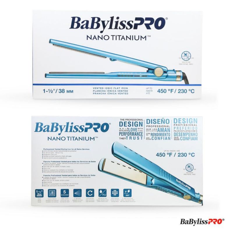 Plancha BaBylissPRO Nano Titanium 1½" Iónica Ventilada - Placas Extralargas