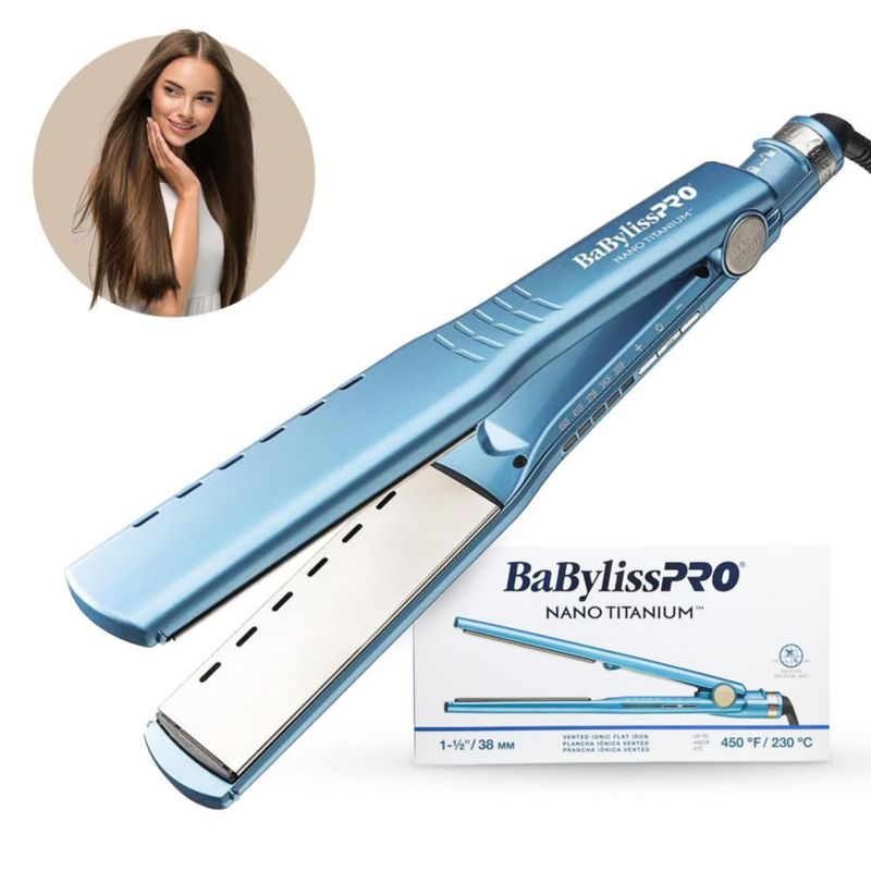 Plancha BaBylissPRO Nano Titanium 1½" Iónica Ventilada - Placas Extralargas