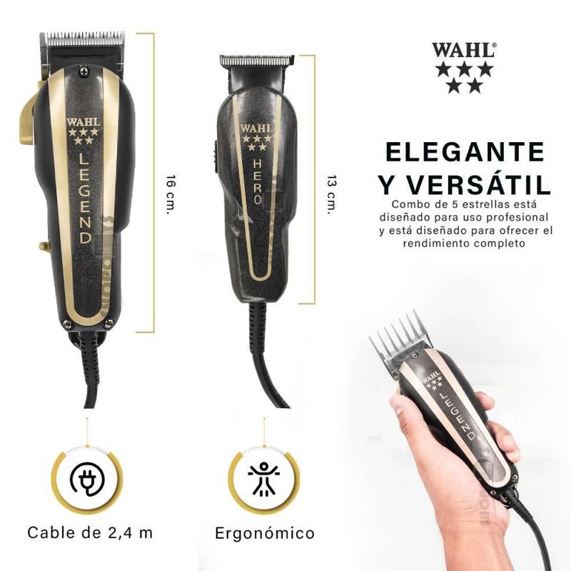 Combo Wahl Profesional Legend + Hero | Cortadora y Recortadora para Barbería