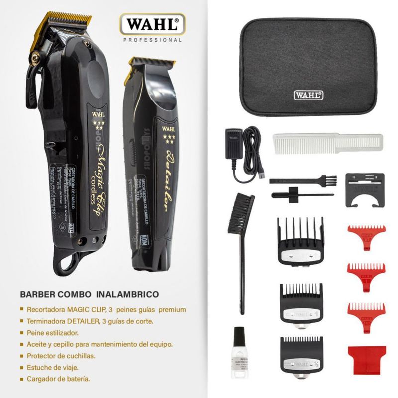 Combo Inalámbrico Wahl Profesional 5 Estrellas | Magic Clip + Detailer Li para Barbería