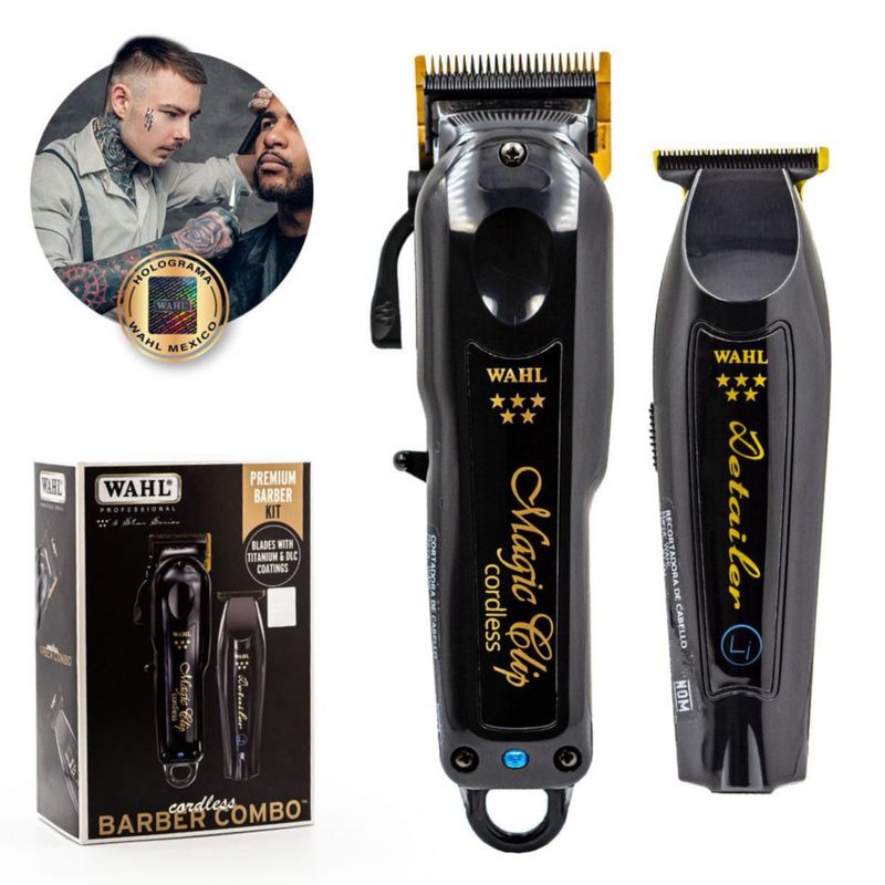 Combo Inalámbrico Wahl Profesional 5 Estrellas | Magic Clip + Detailer Li para Barbería