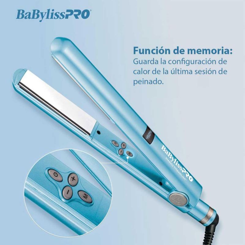 Plancha de cabello de 1" Digital Nanotitanium Babyliss Pro BNT4095TUC Azul