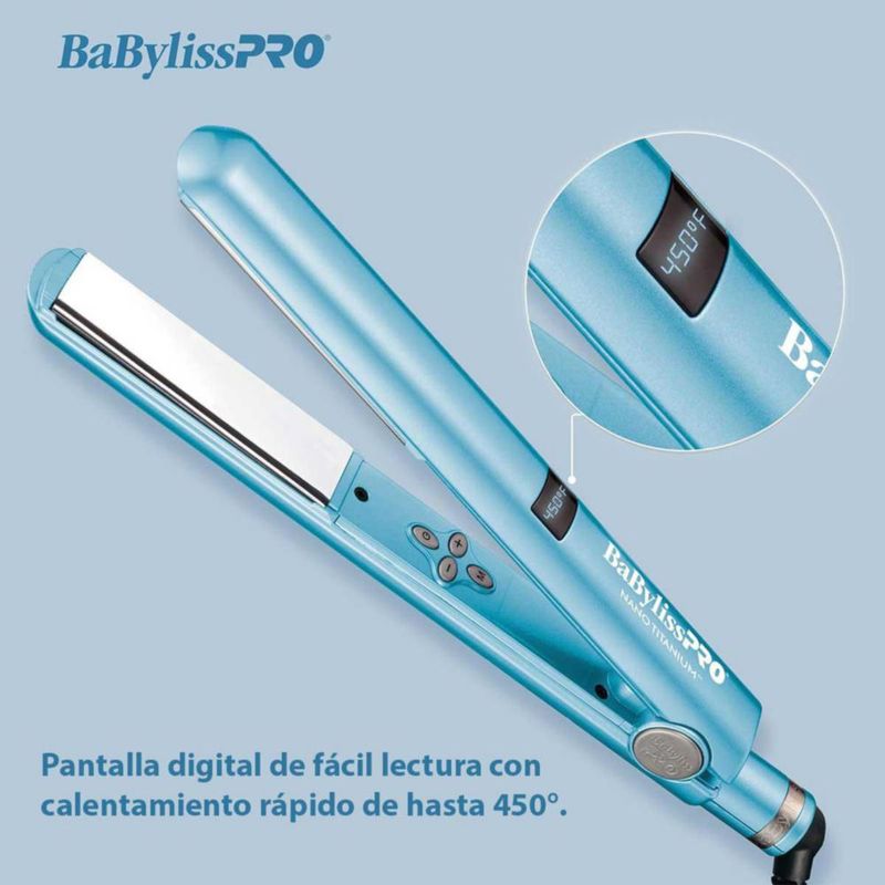 Plancha de cabello de 1" Digital Nanotitanium Babyliss Pro BNT4095TUC Azul