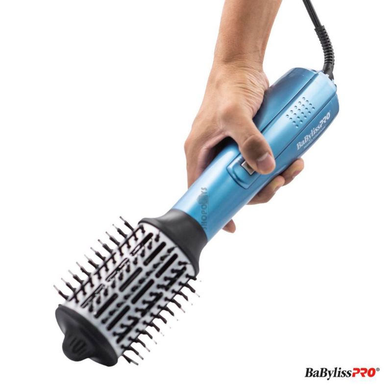 Cepillo Babyliss Pro Nano Titanium Ovalado 2½" | 1000W | Aire Caliente y Frío | Cerdas Mixtas | Volumen y Brillo Profesional