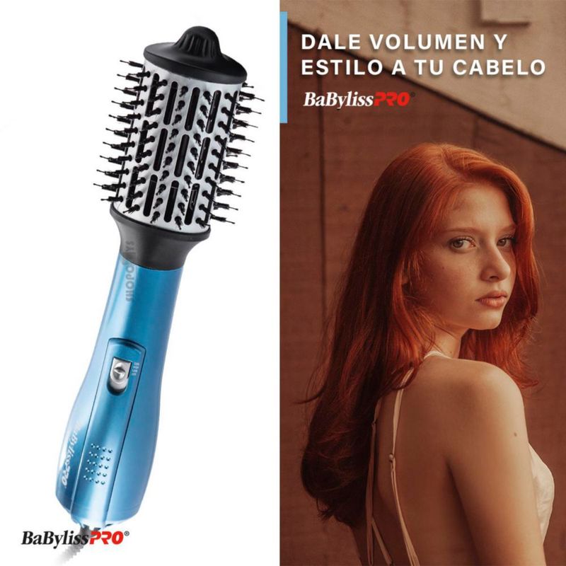 Cepillo Babyliss Pro Nano Titanium Ovalado 2½" | 1000W | Aire Caliente y Frío | Cerdas Mixtas | Volumen y Brillo Profesional