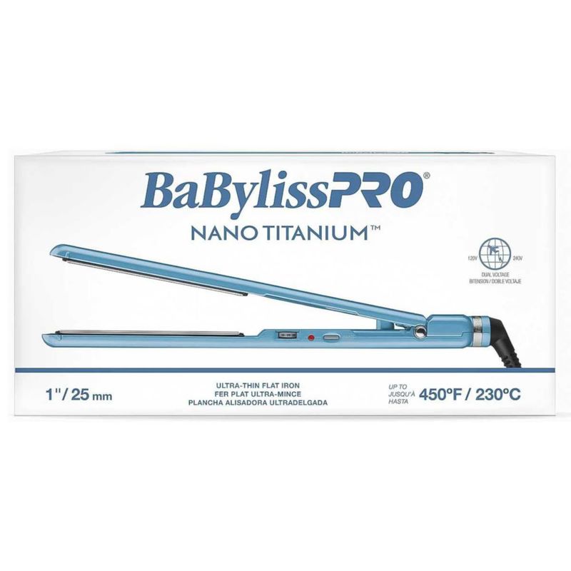 Plancha de cabello 1" Nano titanium Babyliss Pro Azul