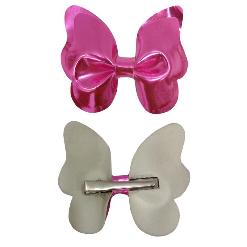 Broche Con Moño Para Cabello Mariposa Fiusha Metálico 2pz