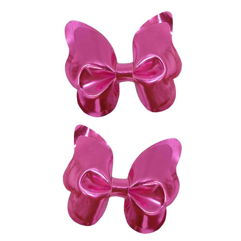 Broche Con Moño Para Cabello Mariposa Fiusha Metálico 2pz