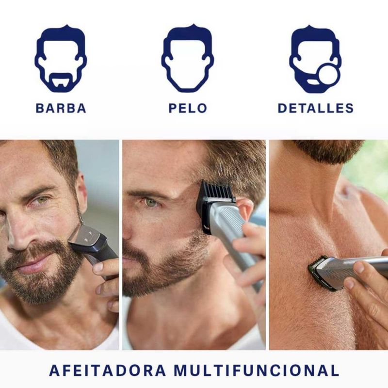 Phillips Afeitadora Unicord Serie 3000 Negra All in One, Afeitado Barba, Bigote, Nariz y Cabello 14 Pzs.