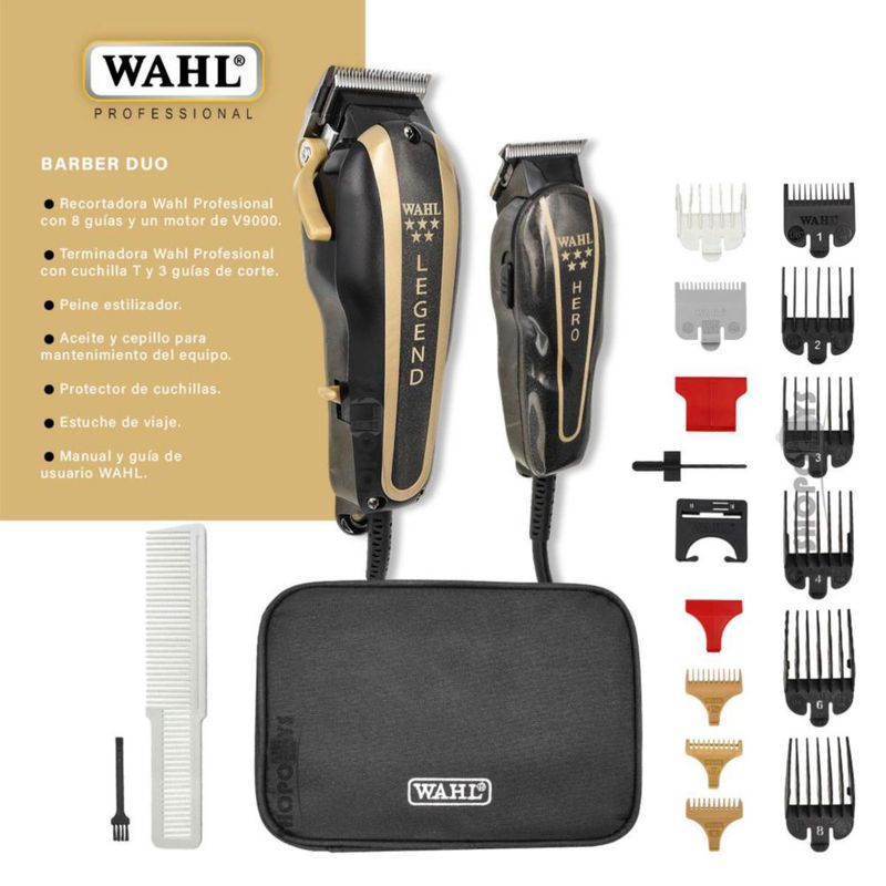 Combo Barber Clipper Y Trimmer Wahl Profesional+ Rasuradora Groomsman