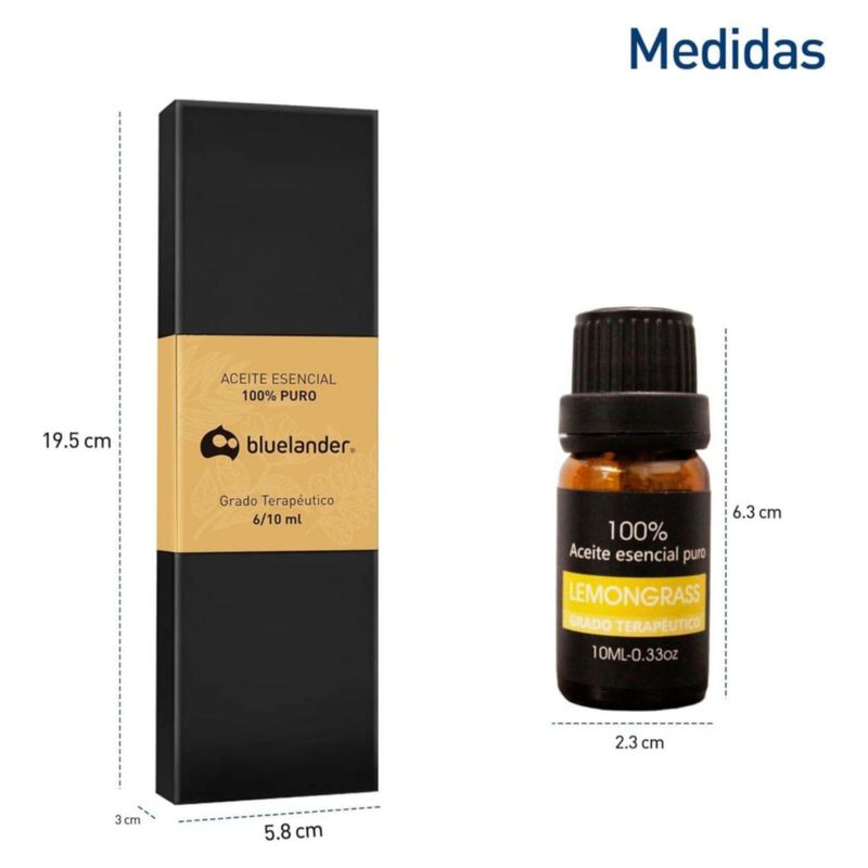 Set de 6 Aceites Esenciales Bluelander para Difusores 10ml Aroma Lavanda, Eucalipto, Árbol de Té, Menta, Naranja Dulce y Lemon Grass, Caja de Regalo