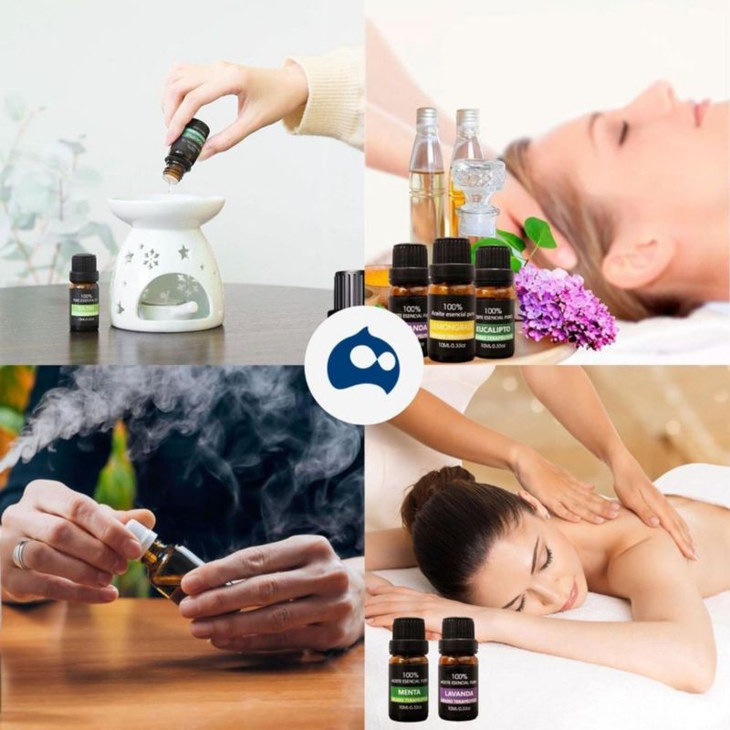 Set de 6 Aceites Esenciales Bluelander para Difusores 10ml Aroma Lavanda, Eucalipto, Árbol de Té, Menta, Naranja Dulce y Lemon Grass, Caja de Regalo