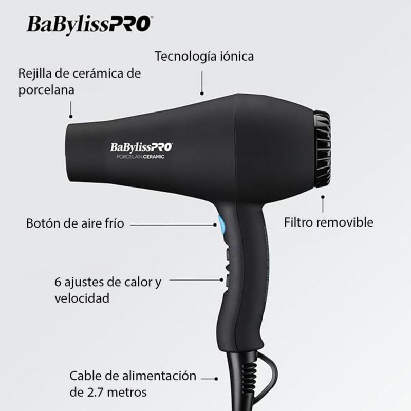 Set BaBylissPRO Secadora Rizador Y Ondulador de Pelo Porcelana y Cerámica